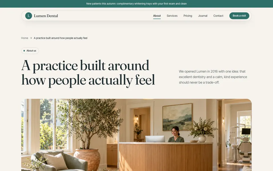 Lumen Dental About page