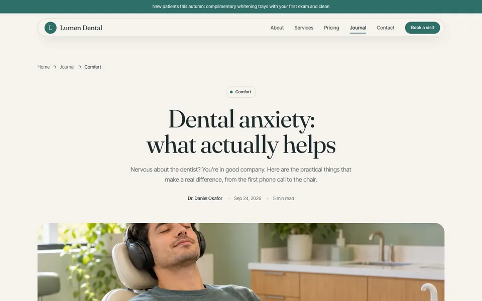Lumen Dental Blog post page